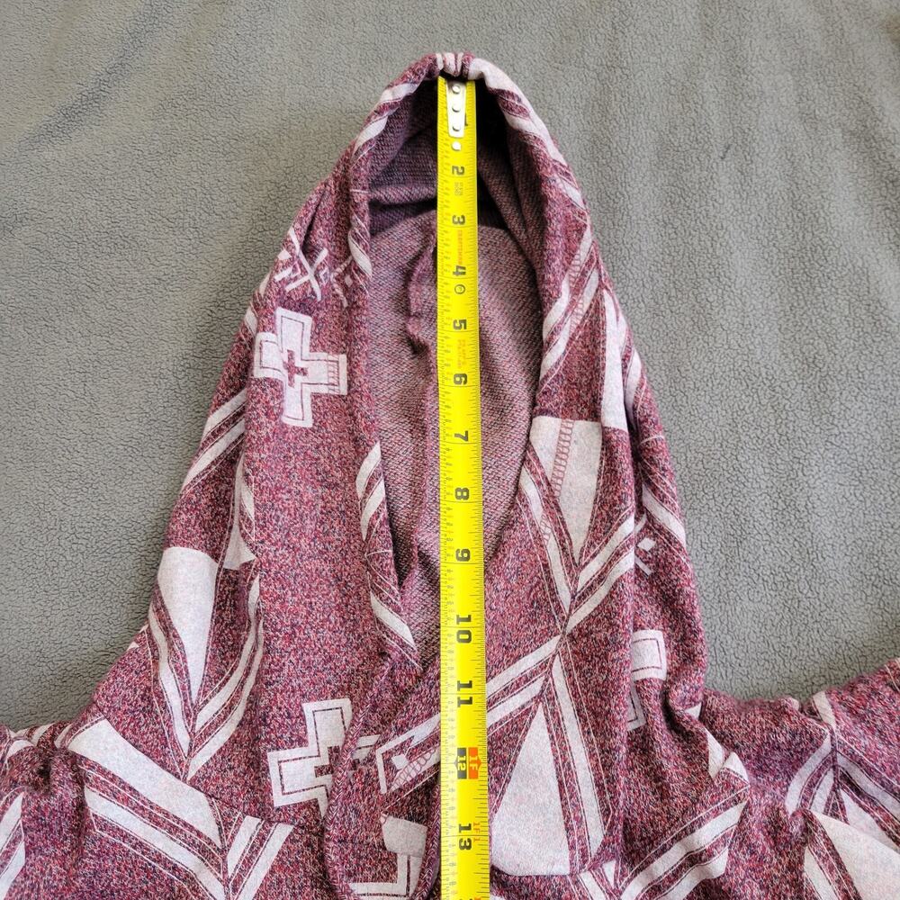 ON THE BYAS Hoodie Mens XL Red Aztec Pattern Skater Punk Beach Chill Cotton - Picture 13 of 16